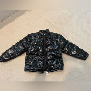 WeWoreWhat black shiny faux leather puffer coat